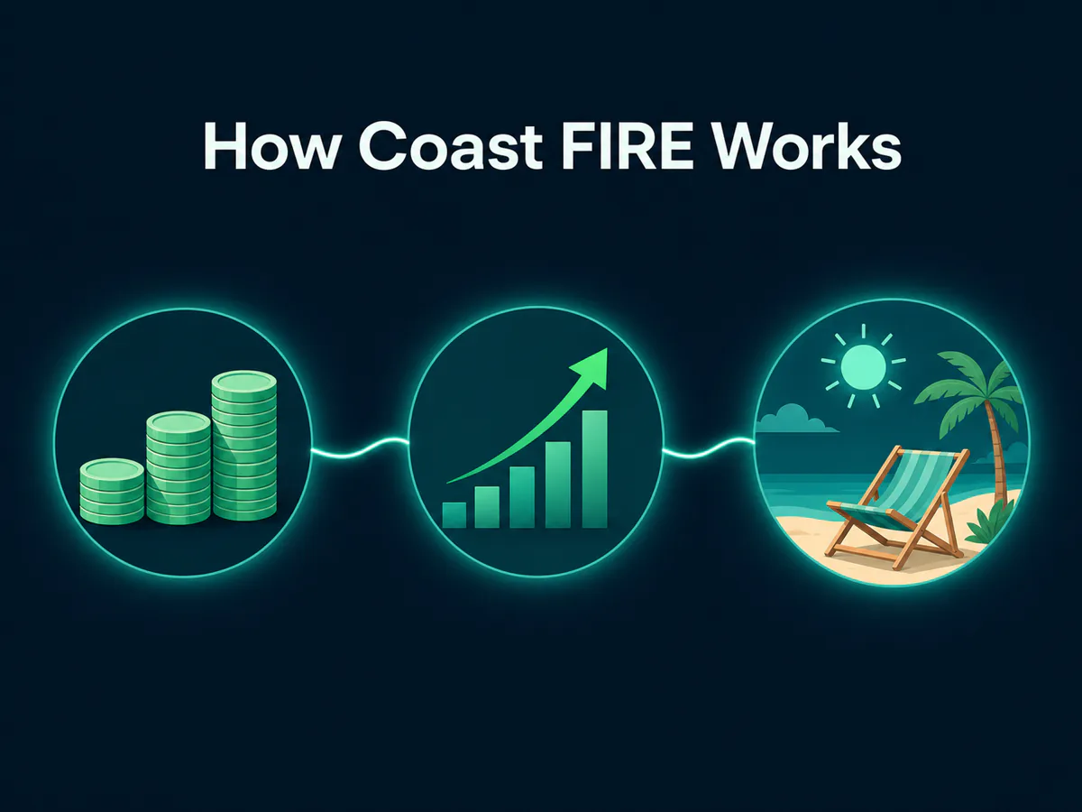 How Coast FIRE works: savings compound on their own until they coast to your retirement target