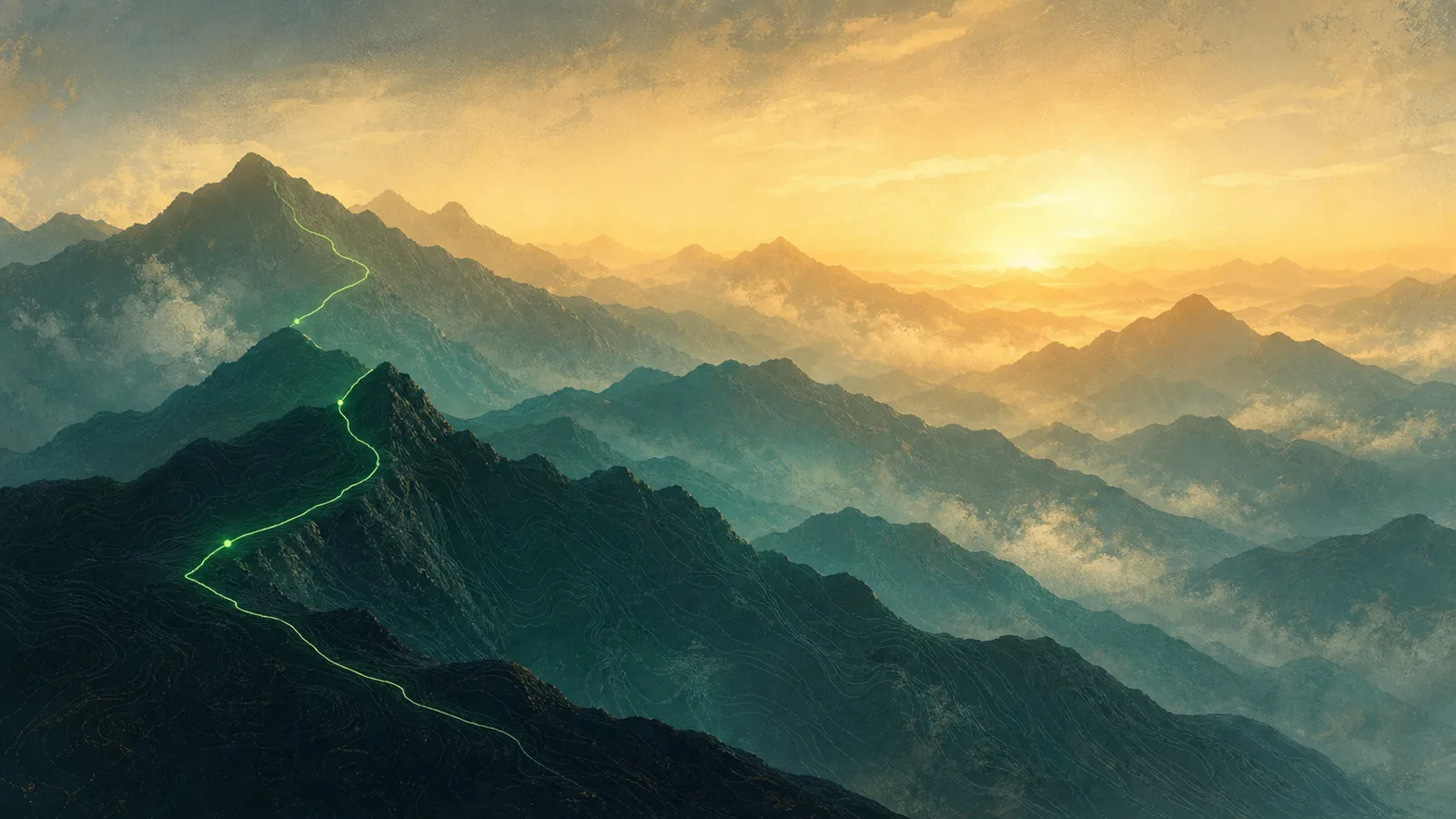Mountain travel image from the IndepAI brand system